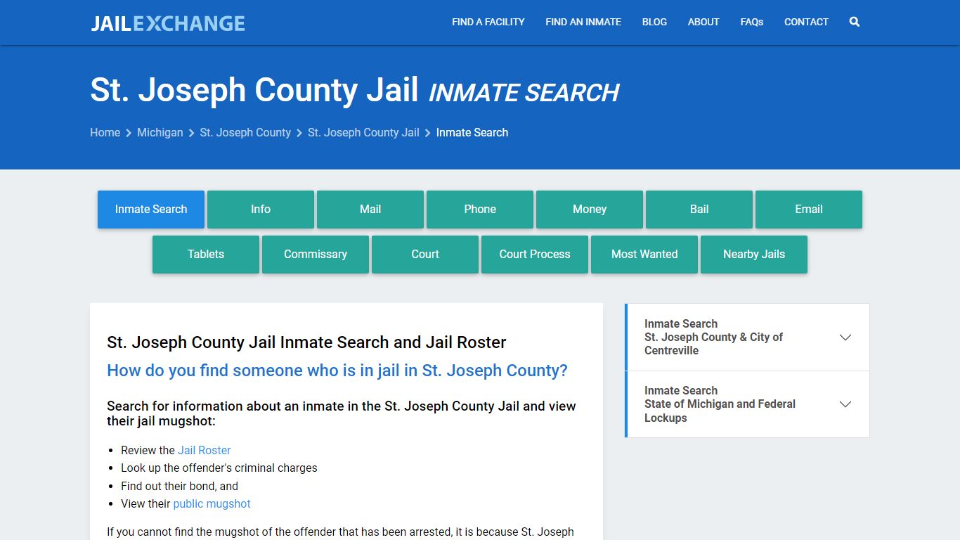 St. Joseph County Jail Inmate Search - Jail Exchange